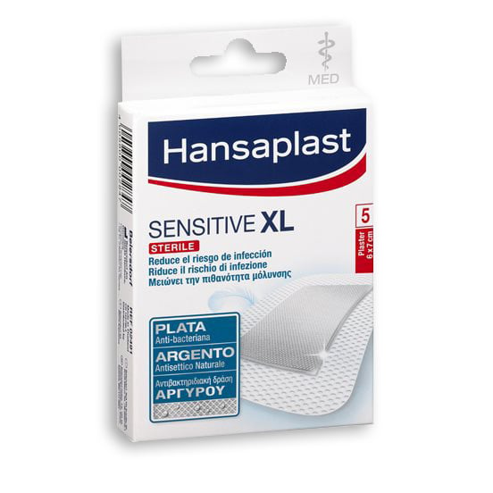 Hansaplast Antibacterial XL Sensitive 7x6cm 5strips Ref:2491/48625